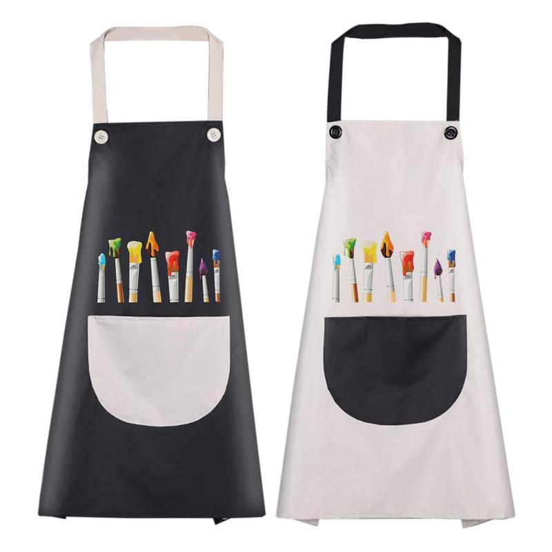 Painting Apron with Pocket, 2 Counts Adjustable Waterproof Art Apron, Bib Aprons for Painting Crafting Cooking Baking Art Gardening