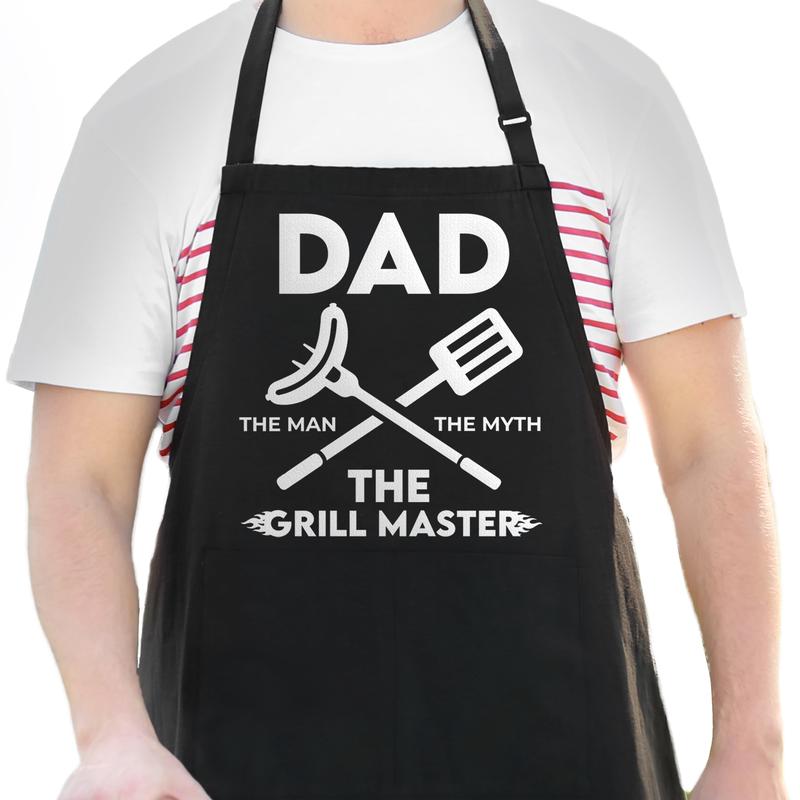 APRON DADDY Chef Apron - Dad The Man The Myth The Grill Master - Funny Dad Apron