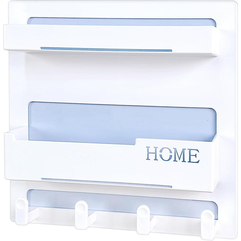 Floating Shelves for Bedside Shelf Accessories Organizer, Wall Mount Self Stick On, Cute Room Decor Aesthetic, Girls Room Decor, Cool Stuff for Bedroom Storage and Organization (4 Hooks)