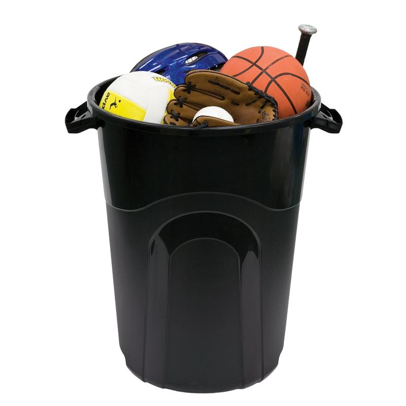 32 Gallon Heavy Duty Plastic Garbage Can with Lid for Indoor Outdoor Use - Black