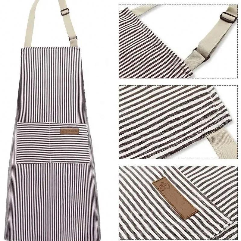 New Arrival Kitchen Custom Logo Adjustable Cooking Apron Chef Apron with 2 Pockets for Men and Women