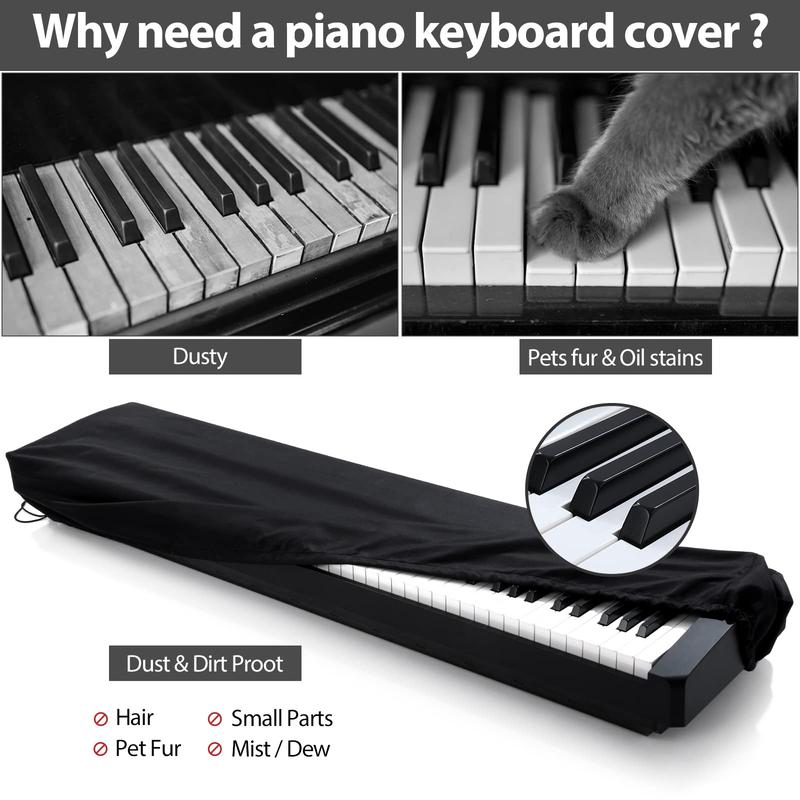 88 Keys Electric Piano Keyboard Dust Cover, Adjustable Electric Piano Keyboard Covers for Digital Electric Pianos, Full Cover Elastic Lock Music