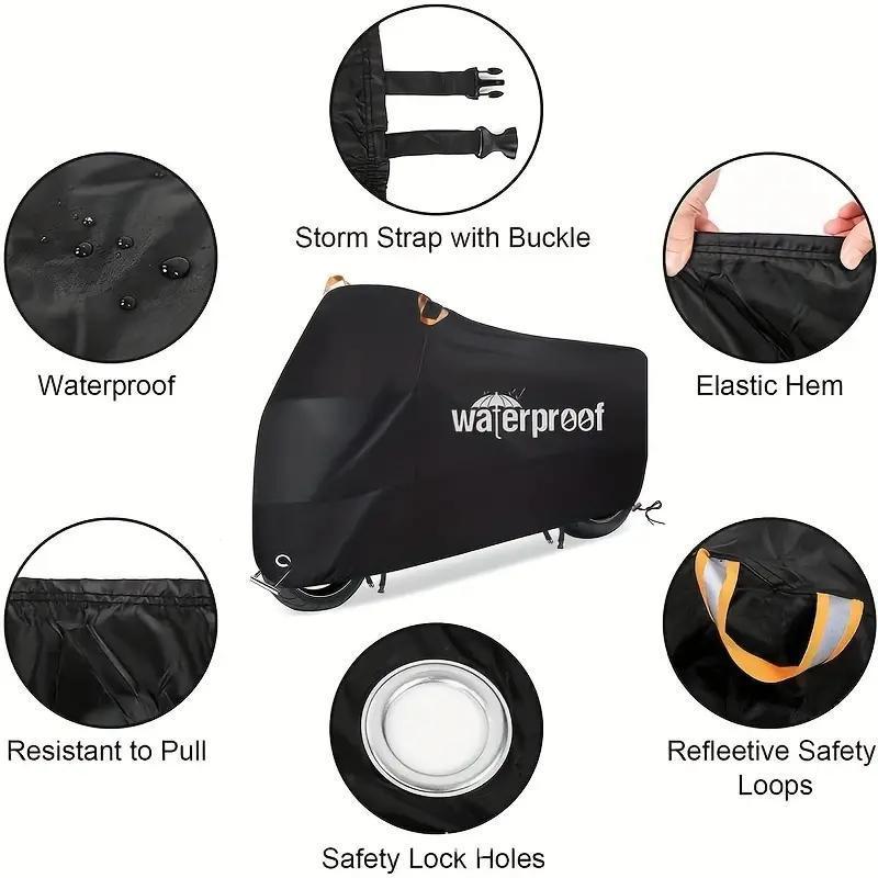 Heavy-Duty Motorcycle Cover, Waterproof & UV Protect Motorcycle Cover with Lock Holes, Tear-resistant Motorcycle Clothing for Outdoor Storage & Protect