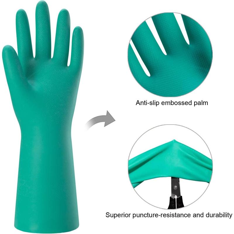 2 Pairs Reusable Kitchen Gloves for Washing Dishes - Nitrile Rubber Dishwashing Gloves, Reusable Household Cleaning Gloves, Flexible Durable & Non-Slip (Large, Green+Blue) Set Comfortable Set Comfortable Set Comfortable Industrial Waterproof