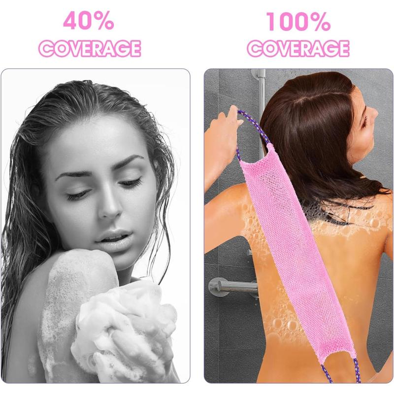 2 Count African Exfoliating Net, African Net Sponge Exfoliating Back Scrubber for Shower, African Long Net Shower Sponges Exfoliating Loofahs for Women Men Body Washing Accessories, Bathroom Accessories