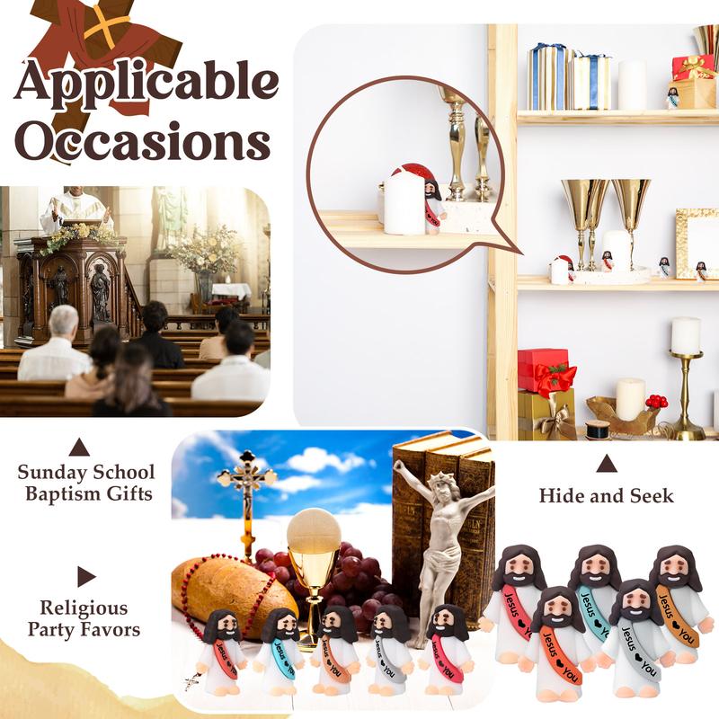 Little Jesus Figures 50Pcs Cute Jesus ornament Mini Jesus Statue with Slogan Creative Religious Party Gift for Family Friend Christmas Christian Baptism Gifts