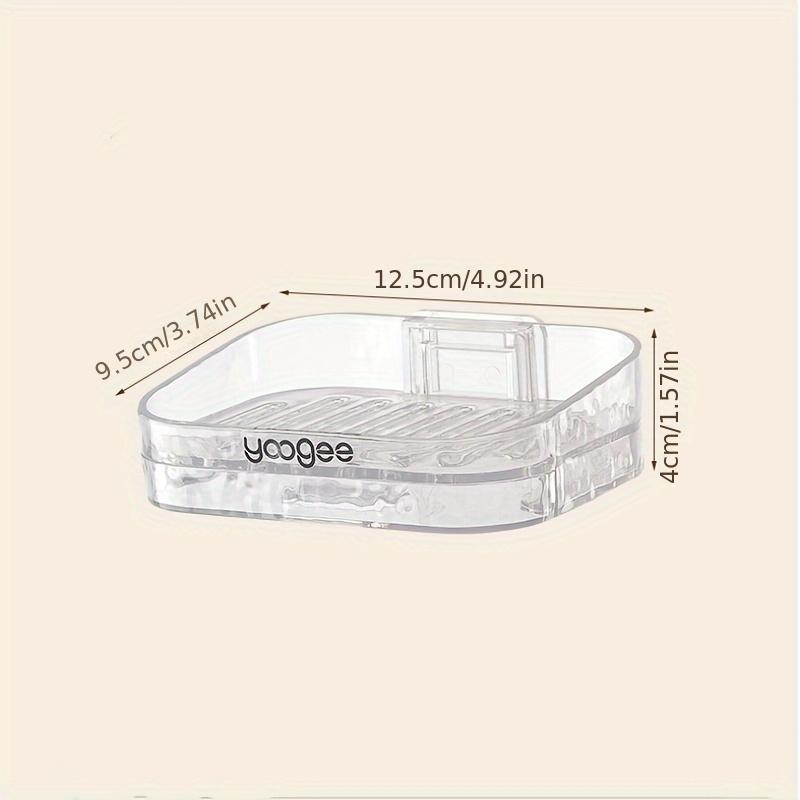 Clear Wall Mounted Soap Dish with Drain Cover, 1 Count Soap Bar Holder, Soap Bar Storage Container for Bathroom & Shower