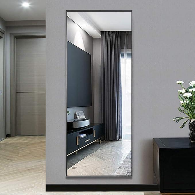 Floor Standing Mirror, Wall Mirror with Stand Aluminum Alloy Thin Frame，Full Length Mirror Wall Mirror 64