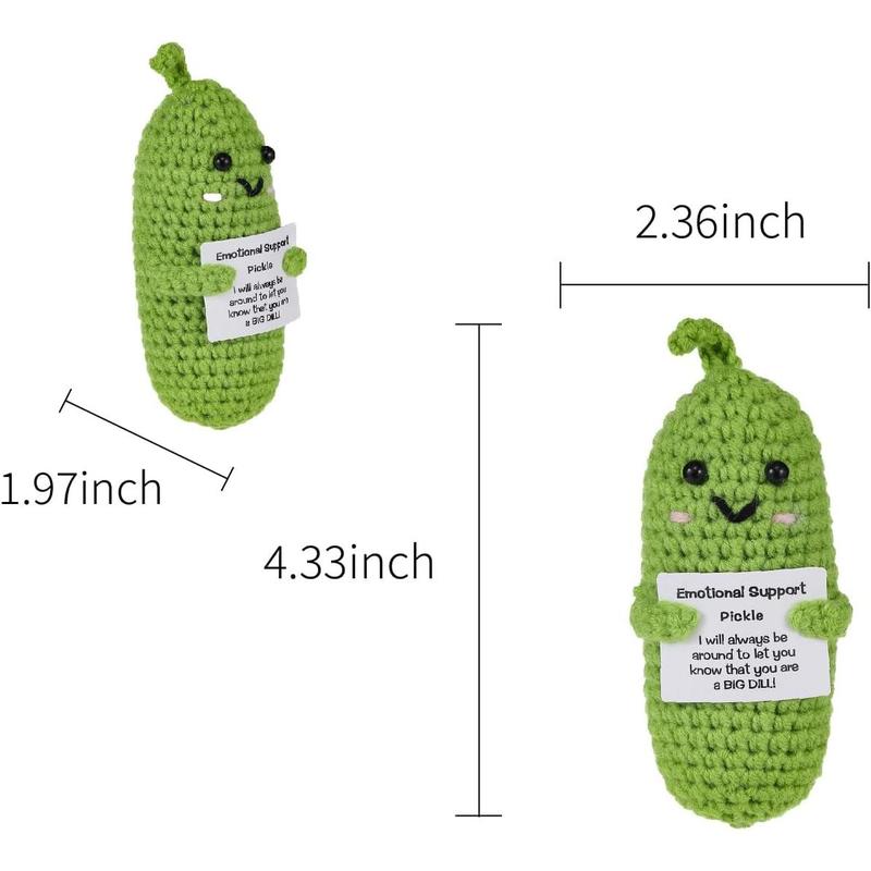 Funny Positive Pickle Home Decorations Crochet Gifts Encouragement Birthday Gifts, Christmas Stocking Stuffers (Green Pickle)