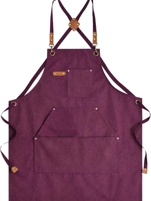 Canvas Aprons for Men Chef Apron, Work Apron with Large Pockets - 16oz Heavy Duty Cross Back, BBQ, Cooking