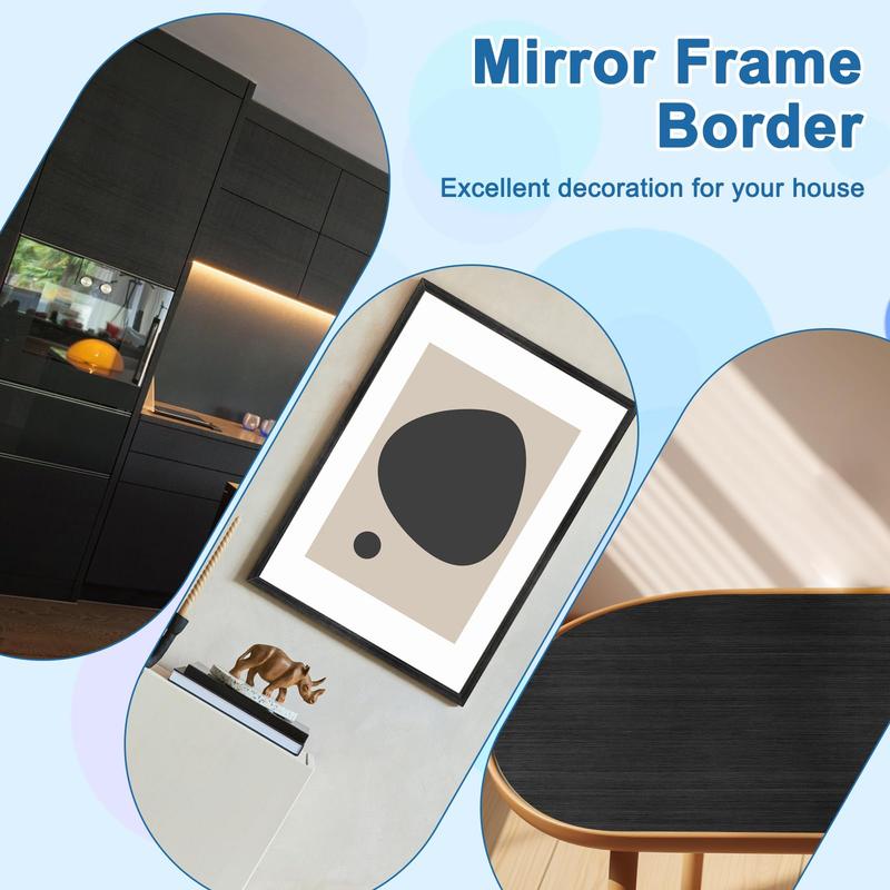 32.8FT Mirror Frame Border,Mirror Border Peel and Stick,Bathroom Wood Waterproof Removable Mirror Tape Border with Scraper and Craft Knife,Household Mirror Trim