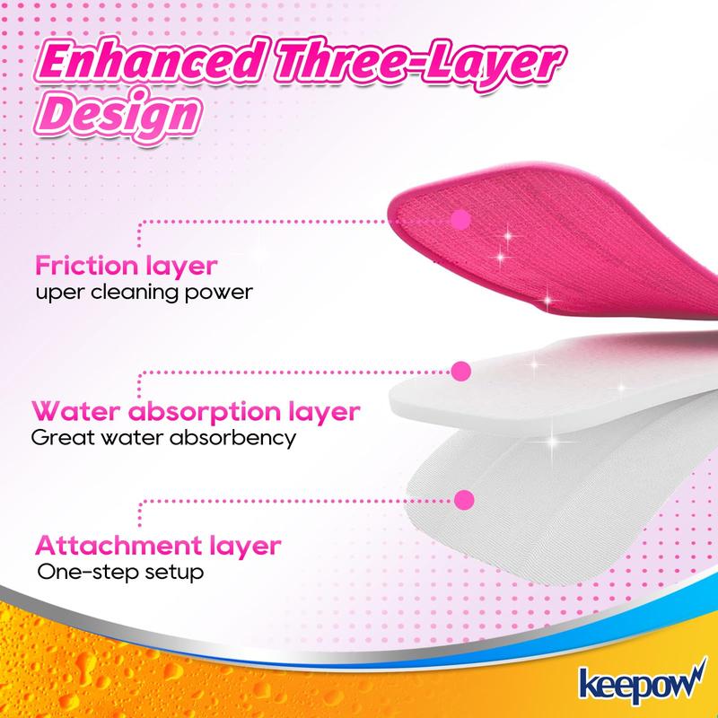 KEEPOW Microfiber Steam Mop Pads Compatible with Schenley Steam Mop Cleaner, Washable and Reusable Replacement Mop Pads Accessories