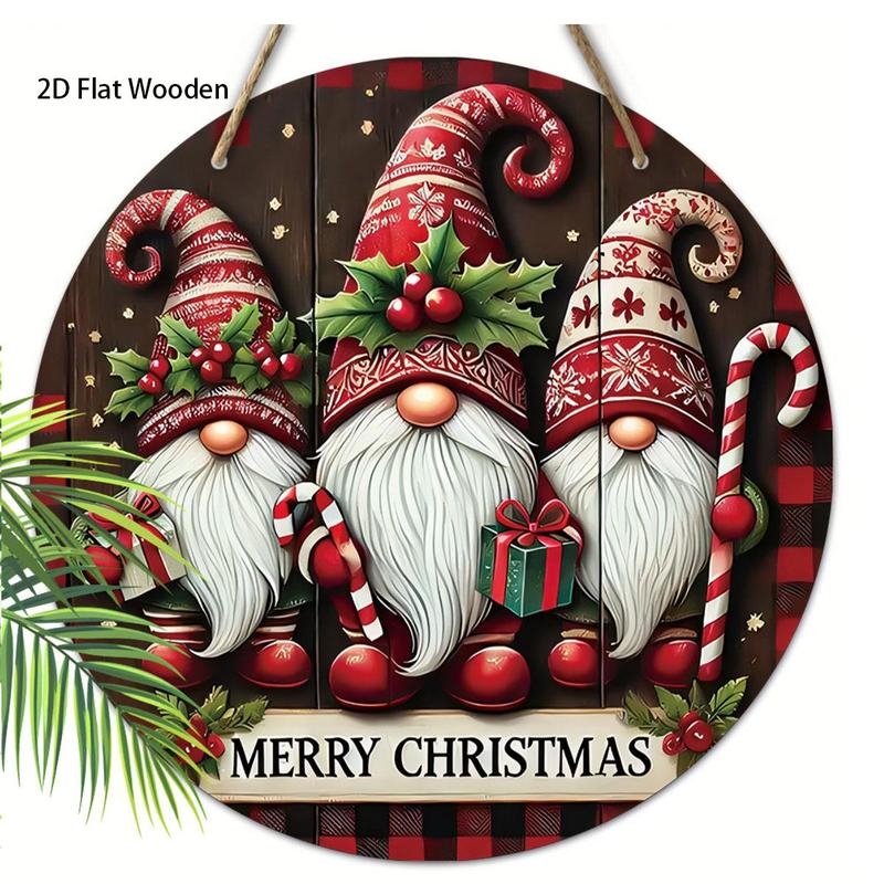 Christmas Dwarf Pattern Wooden Hanging Sign, Merry Christmas Wooden Door Sign, Hanging Decor for Yard Balcony Door, Ideal Christmas Decorations