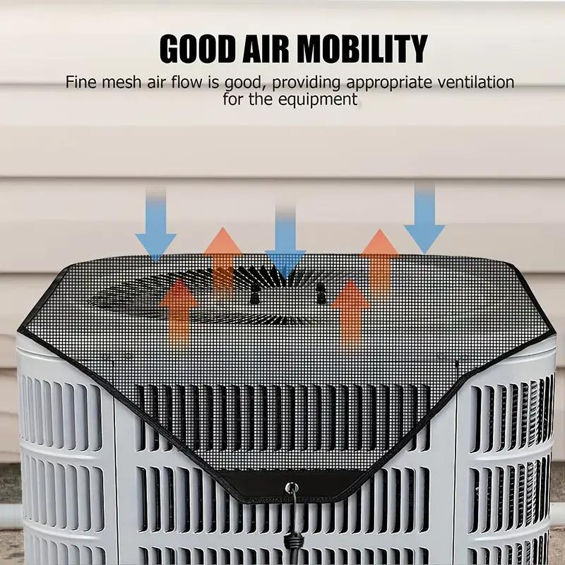 Durable Outdoor Air Conditioner Cover, Windproof Water Resistant Fabric Air Conditioner Cover, PVC Mesh Ventilation Cover for Home Office Bathroom Dormitory