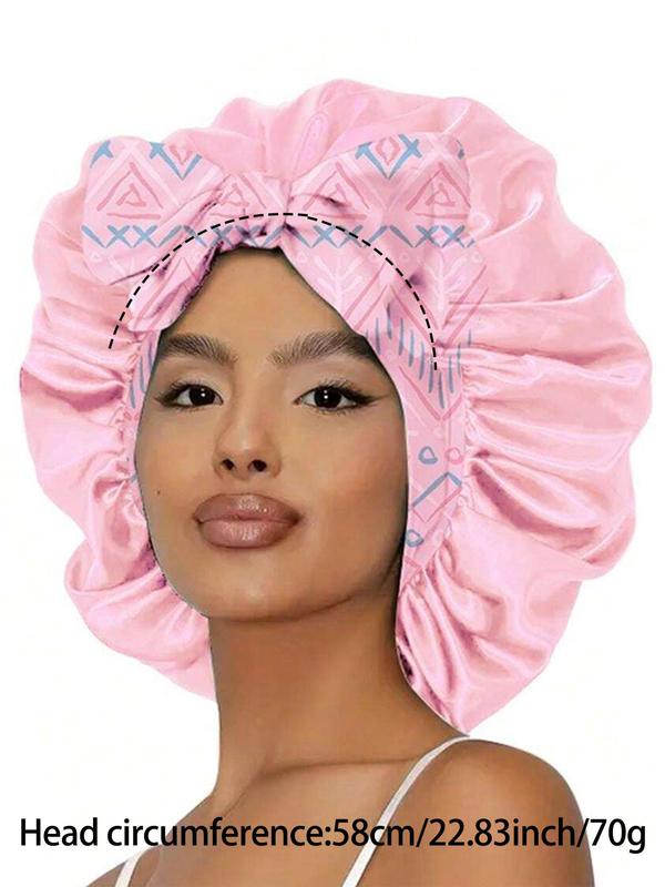 Women's Bow Decor Satin Sleeping Bonnet, Casual Comfortable Hair Care Bonnet, Soft Sleeping Bonnet for Women & Girls