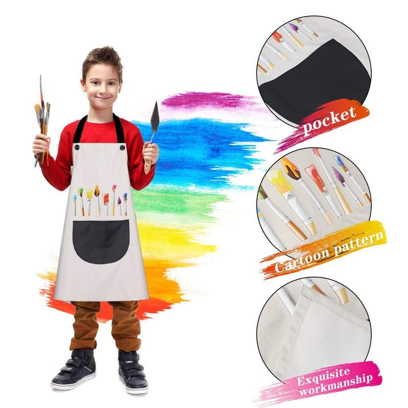 Painting Apron with Pocket, 2 Counts Adjustable Waterproof Art Apron, Bib Aprons for Painting Crafting Cooking Baking Art Gardening