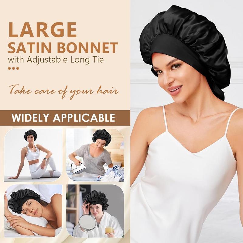 Solid Color Hair Bonnet, 4 Counts set Wide Band High Elasticity Hair Bonnet, Fashionable Sleeping Bonnet for Women & Men, Heatless Styling Tools