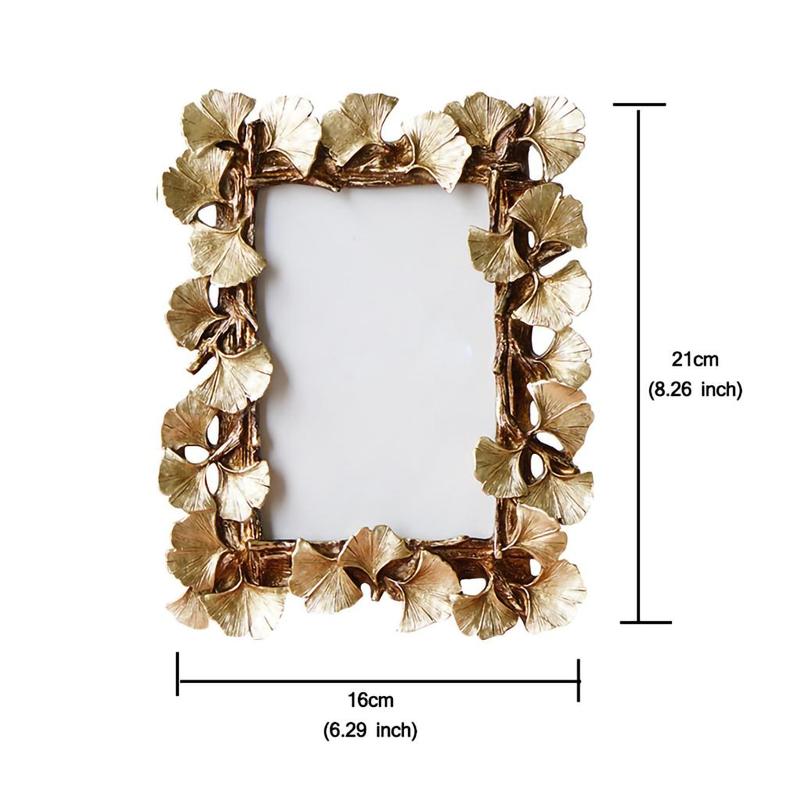 Vintage Ginkgo Leaf Design Photo Frame, 1 Count Creative Modern Stylish Desktop Photo Frame, Decorative Photo Frame for Home Office Bedroom Table Desk Display, Spring Home Decor Ideas