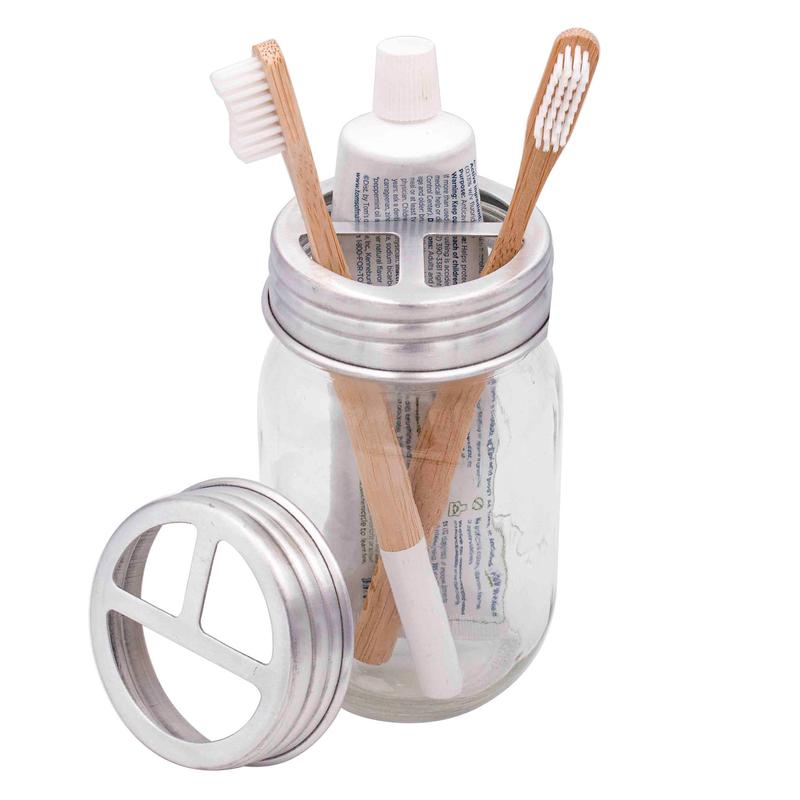 Aluminum Toothbrush   Toothpaste Holder Lid for Mason Jars