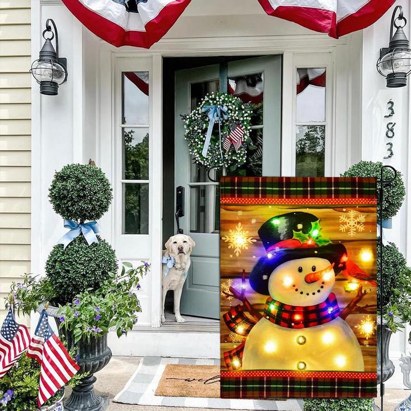 Solar Powered Snowman Christmas Tree Truck Design Garden Flag Decoration, 1 Count Solar Powered Flag Light without Stand, Outdoor Decorative Light for Garden, Yard, Lawn