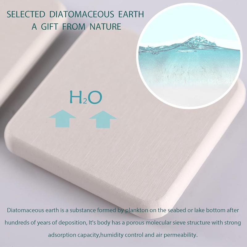 Set of 4 Water Absorbent Diatomite Tray, Diatomaceous Earth Kitchen Soap Dish, Hand Soap Holder, Water Absorbing Stone Used for Plants & Toiletries in The Modern Home