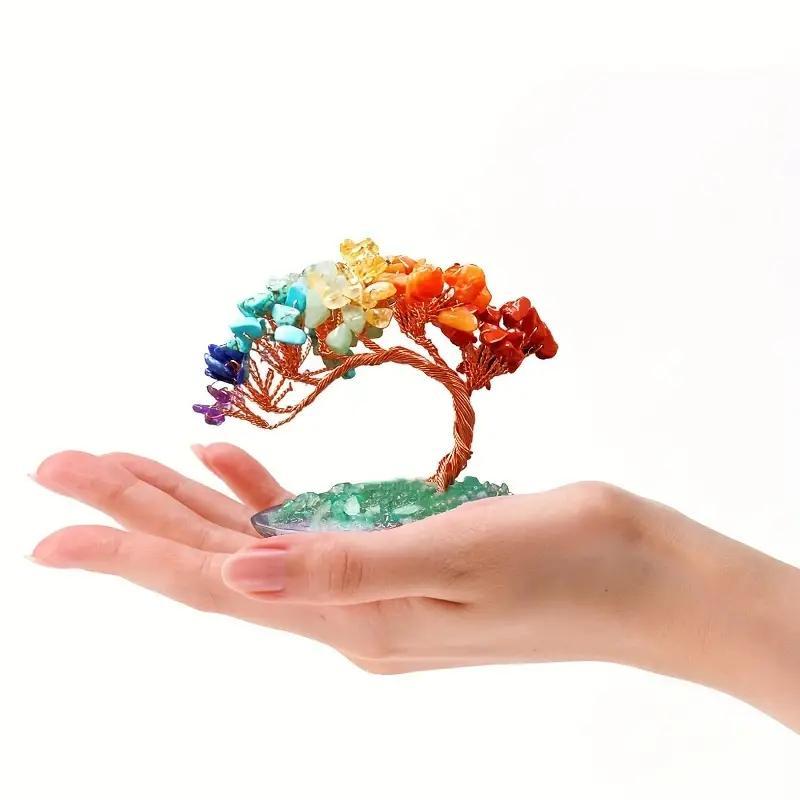 Crystal Money Tree with Agate Base, 1 Count Feng Shui Gemstone Bonsai Decor, Home Decor Ornament for Living Room, Bedroom, Office