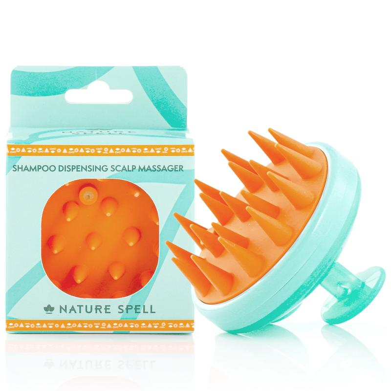 Nature Spell Shampoo Dispensing Scalp Massager - Silicone Bristles for Deep Cleaning and Scalp Massage