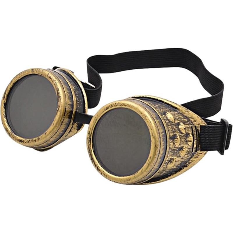 Halloween New Sell Vintage Steampunk Goggles Glasses Cosplay Punk Gothic Brass Color Steam Punk for Mad Scientist Halloween Costume Accessories