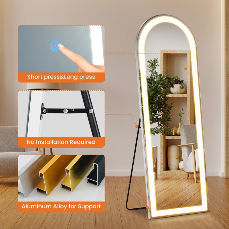 Full Length Mirror with Lights, Arched 63