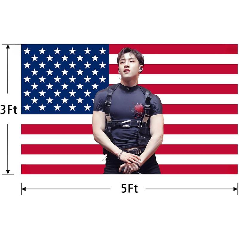 Stray Band Kids Bang Singer Chan American Flag 3X5 Feet Wall Tapestry Living Room University Dormitory Party Background Decoration Playground Indoor and Outdoor Decoration