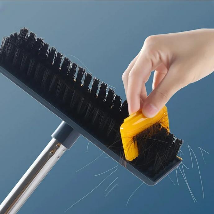 2 in 1 Floor Scrub Brush with Long Handle, 44.5inch Floor Brush Scrubber for Cleaning Shower Bathroom Kitchen Tub