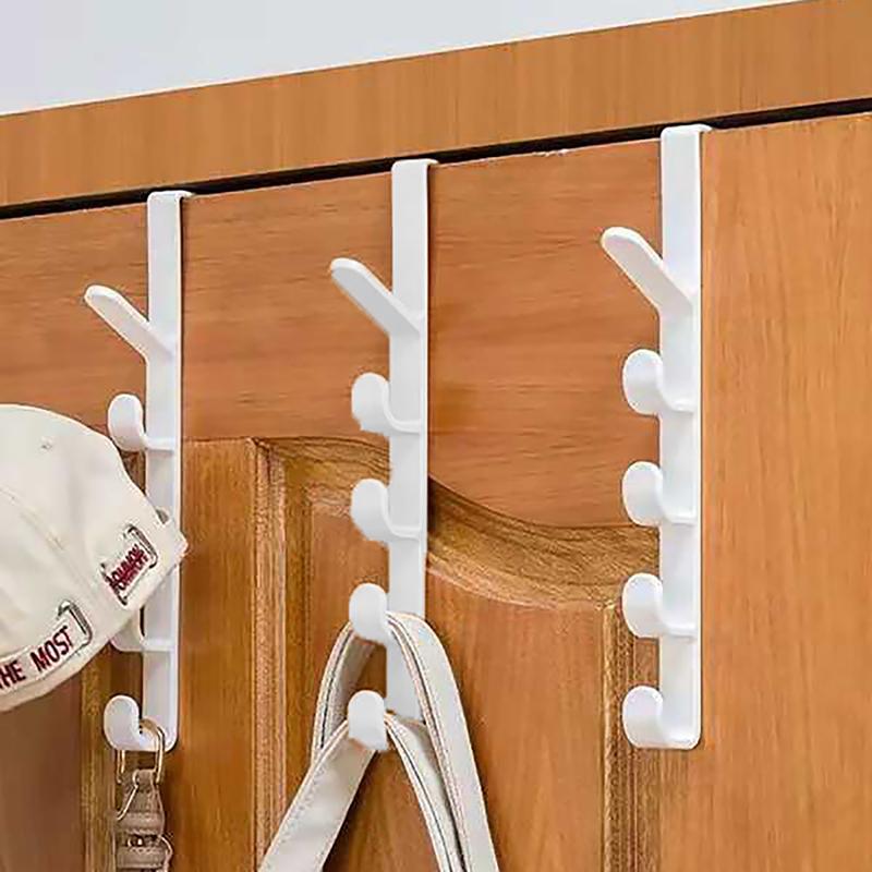 Vertical Plastic Door Hook, 3 Counts Door Back Hanging Hook, Multifunctional Home Storage Hook, Clothes Bag & Hat Hanger Hook for Fall, Dorm Essentials, 2024 Storage Organizer