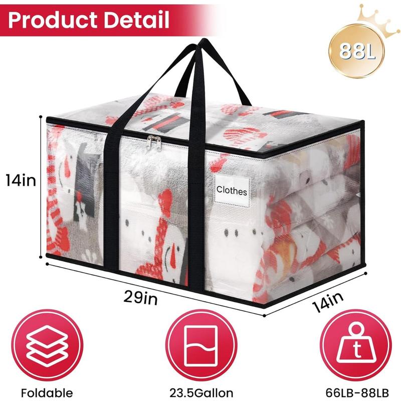 Clear Moving Bags Heavy Duty Extra Large, Moving Supplies with Reinforced Handle and Double Zipper, Storage Bags for Moving Essential, Packing Bags Alternative to Moving Box(6 Packs, Clear)