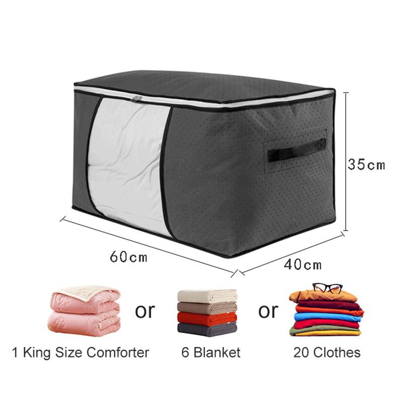 2Pcs Foldable Large Zipper Storage Bag Organizer Cubes With Clear Window & Handles, Foldable Blanket Storage Bins For Organizing Bedroom, Closet