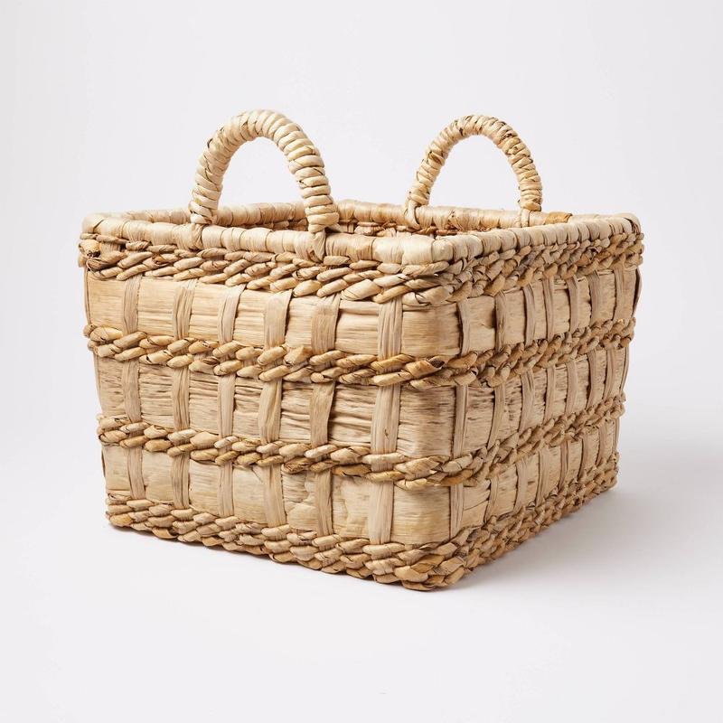 Natural Banana Woven Rectangular Floor Basket - Threshold