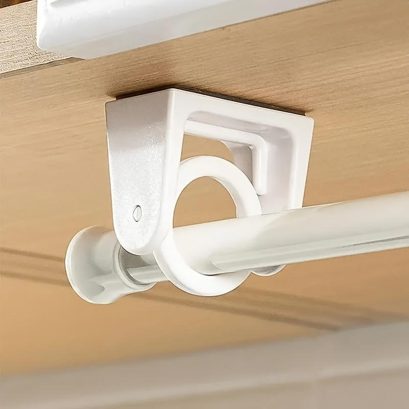 360° Rotatable Curtain Rod Holder, 4 Counts Self-adhesive Curtain Rod Bracket, Home Organizer for Living Room Bedroom Bathroom