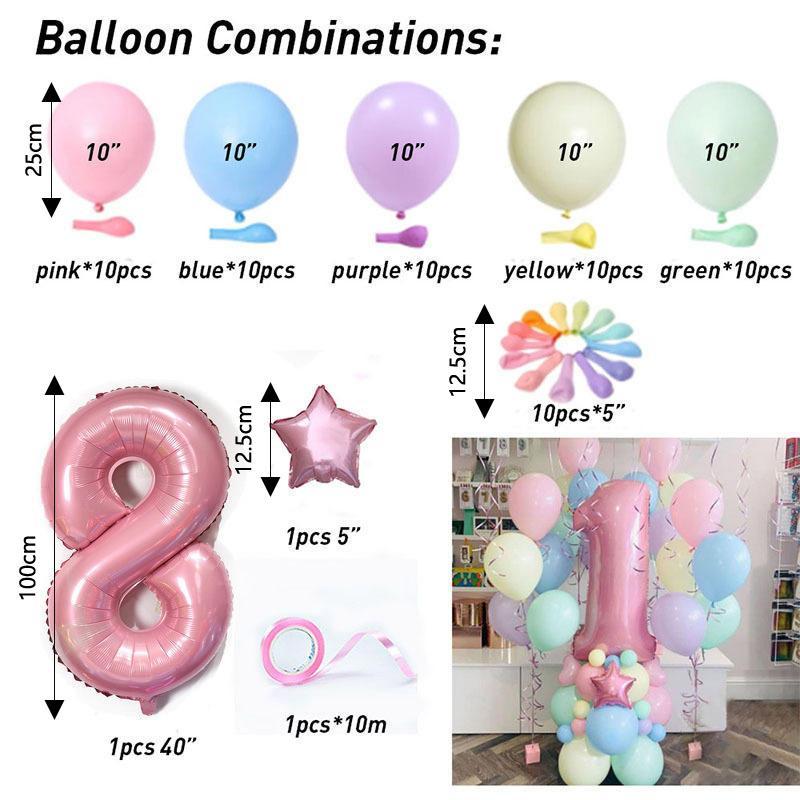 Colorful Latex Balloons, 63pcs set Durable Round Balloons with Tape, Birthday Balloon Decorations for Party, Gift for Mom, Super Bowl Party Decor Supplies, Birthday Gift