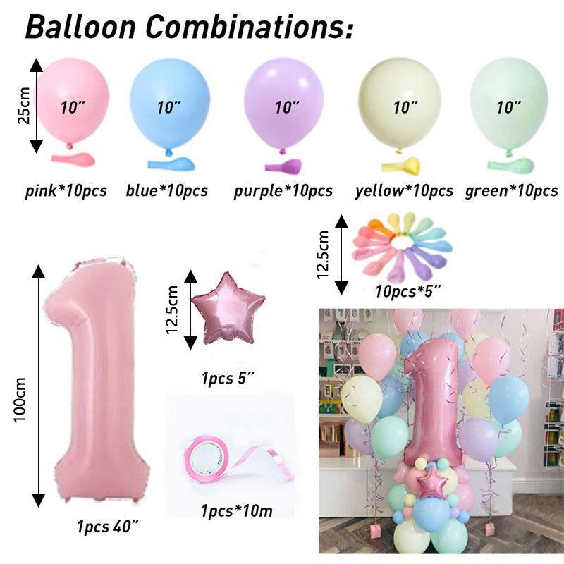 Colorful Latex Balloons, 63pcs set Durable Round Balloons with Tape, Birthday Balloon Decorations for Party, Gift for Mom, Super Bowl Party Decor Supplies, Birthday Gift