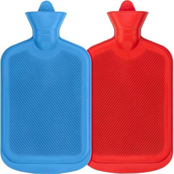 Classic Red Rubber Hot Water Bottle, Hot Compress, Pain Relief from Headaches, Cramps, Arthritis, Back Pain, Sore Muscles, Injuries - 2 Quart Capacity