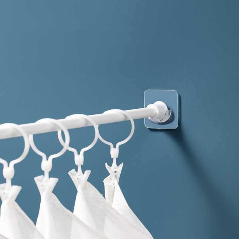 Shower Curtain Rod Holder, Acrylic Adhesive Organiser, Punch-free Telescopic Rod Fixing Brackets, Adhesive Support, Home Organizer Curtain Rod Strong Sticky Hook for Indoor