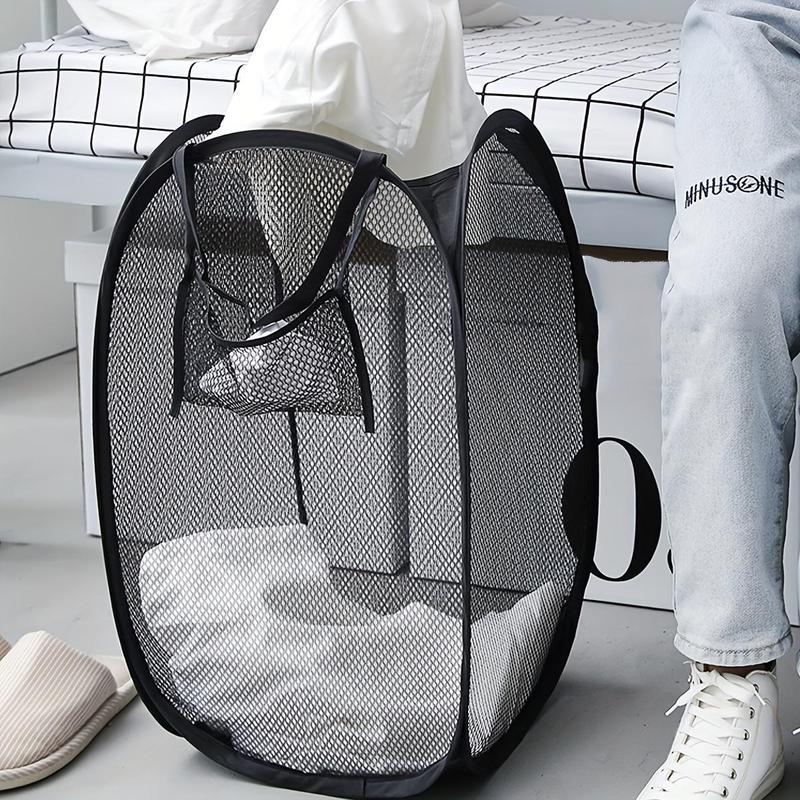 Foldable Mesh Breathable Summer Laundry Basket, Laundry Hamper, Summer Large Capacity Dirty Clothes Storage Basket, Home Organizer for Bathroom Bedroom