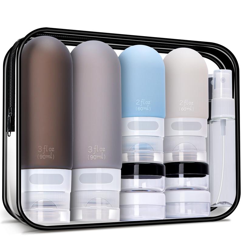 18 Pack Refillable Toiletery Containers with Clear Storage Bag, Multi-color  Travel-sized Cosmetic Bottles Kits for Skincare, Shampoo, Lotion, Conditioner, Portable Travel Bottle Set TSA Approved travel toiletry