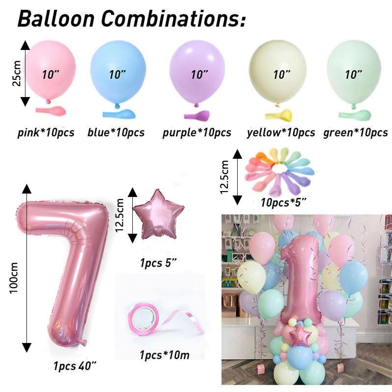 Colorful Latex Balloons, 63pcs set Durable Round Balloons with Tape, Birthday Balloon Decorations for Party, Gift for Mom, Super Bowl Party Decor Supplies, Birthday Gift