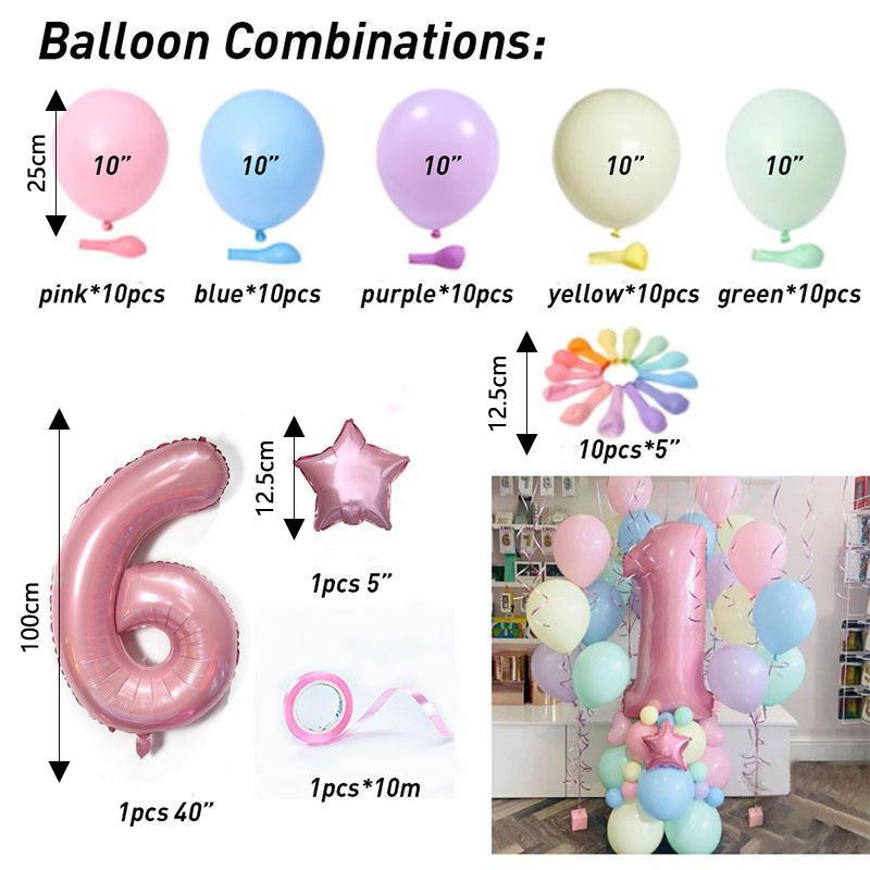 Colorful Latex Balloons, 63pcs set Durable Round Balloons with Tape, Birthday Balloon Decorations for Party, Gift for Mom, Super Bowl Party Decor Supplies, Birthday Gift