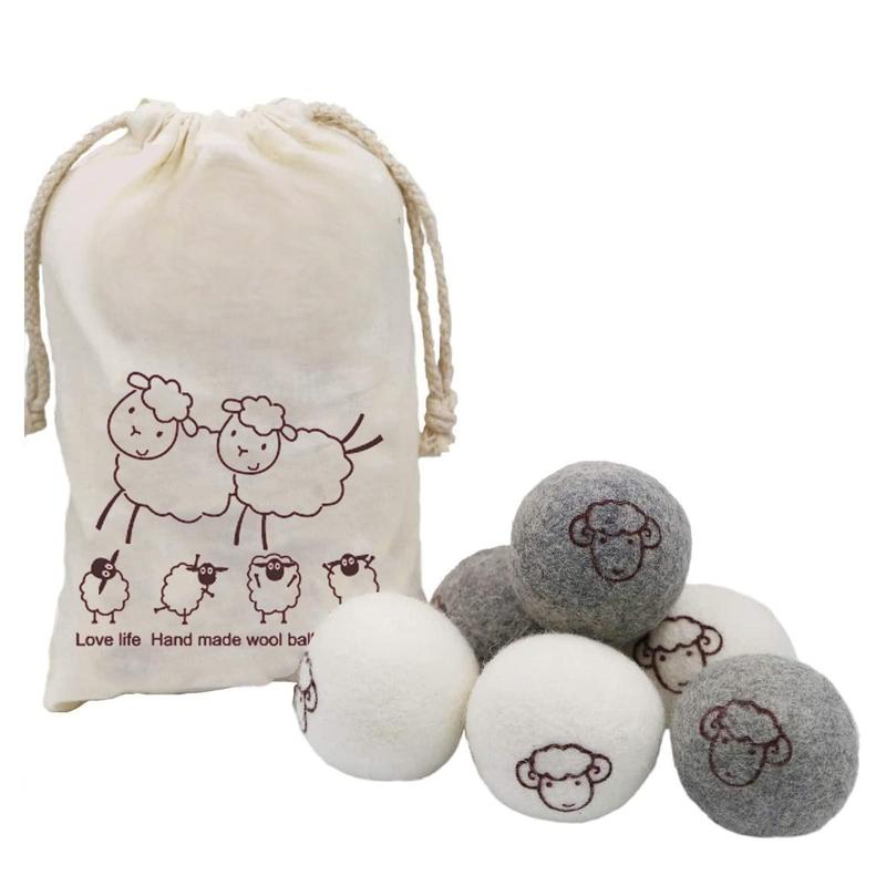 Wool Dryer Balls - 6 PCS Tumble Dryer Balls, Hypoallergenic, Reusable, Anti Static Tumble Dryer Balls, Natural Fabric Softener, Reduce Drying Time and Wrinkles, Wool Balls for Tumble Dryer