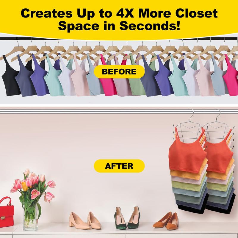 8 Layer Tank Top Hanger, 1 2 3 Counts Space Saving Clothes Hanger, Clothes Organizer for Wardrobe, Bra Organizer for Bedroom Apartment Dorm