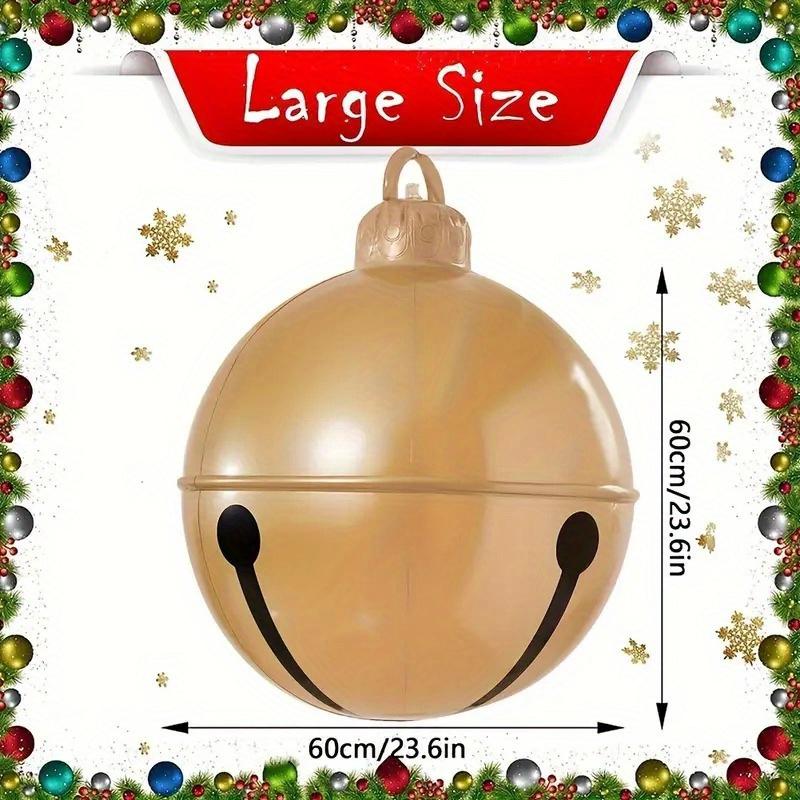 23.62-inch Christmas decorations Smiling Bell balloons Outdoor Fun Pvc Christmas inflatable balls Christmas Thanksgiving gifts laid in the pool, ground, grass, giant bell decorations