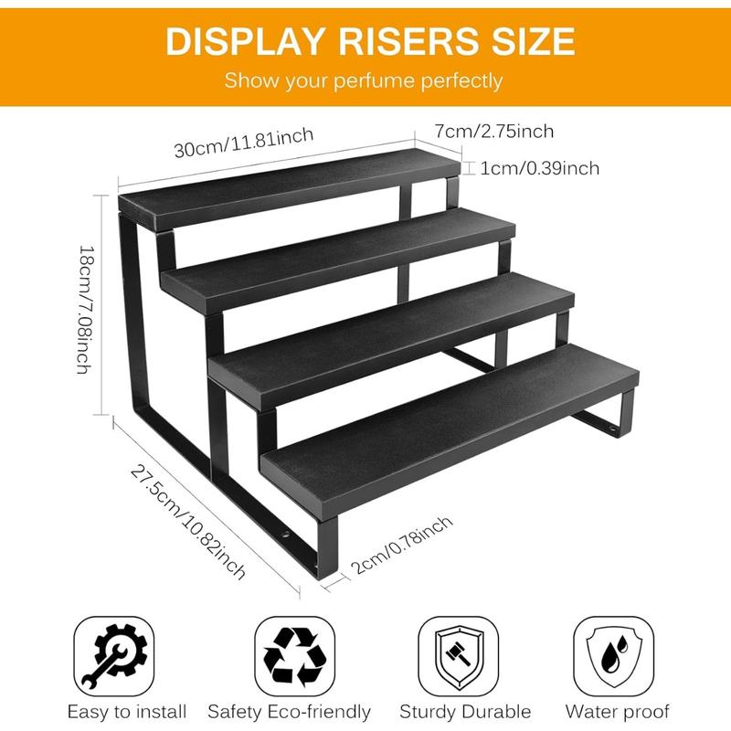 Wood Cologne Organizer for Men,4 Tier Perfume Organizer for Dresser Waterproof Cologne Stand with Anti-Slip Washers for Party,Makeup,Figures,Cupcake,Perfume,Dessert,Display Risers Stand for Organize