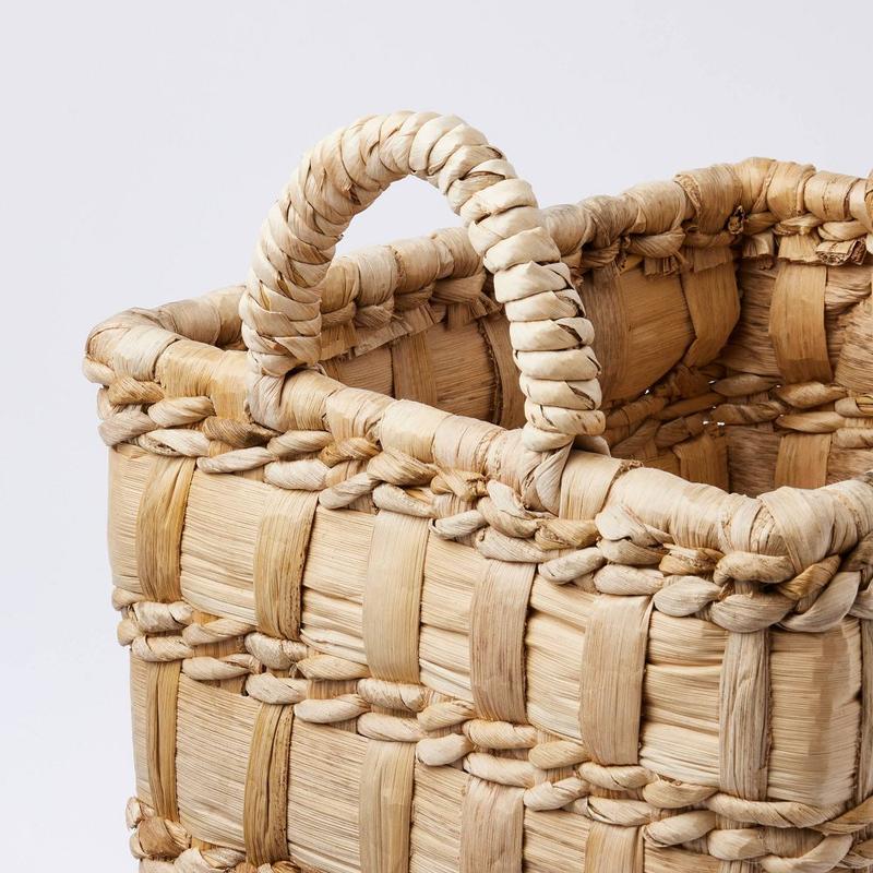 Natural Banana Woven Rectangular Floor Basket - Threshold