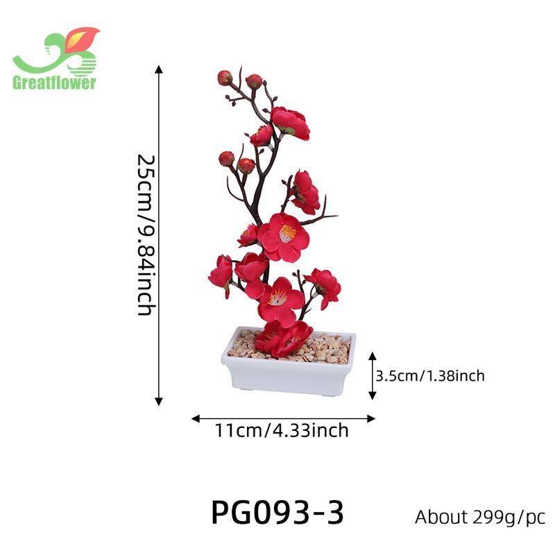 Artificial Plum Blossom & Potted Plant, 1 Count Elegant Simulation Plant Decoration, Small Desktop Faux Bonsai For Home Decor